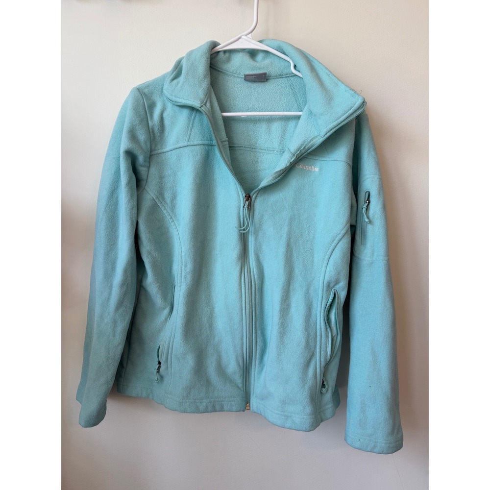 Columbia Womens Fast Trek II Full Zip Fleece Jacket Aqua Blue Large 0818